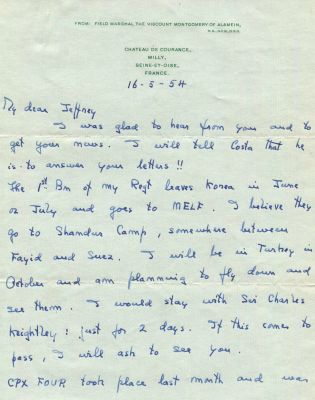 MONTGOMERY B. L.: (1887-1976) British Field Marshal of World War II. A.L.S., Montgomery of 