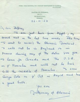 MONTGOMERY B. L.: (1887-1976) British Field Marshal of World War II. A.L.S., Montgomery of 