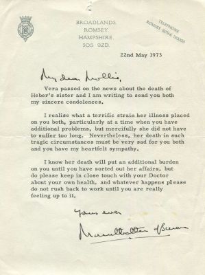 MOUNTBATTEN LOUIS: (1900-1979) British Admiral of World War II. T.L.S., Mountbatten of Burma 