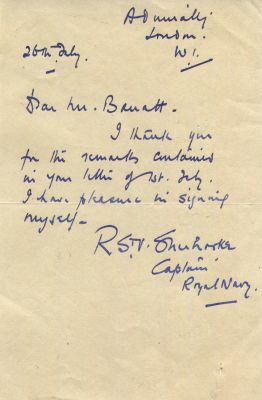 SHERBROOKE ROBERT: (1901-1972) English Rear-Admiral, Victoria Cross winner for his actions on 