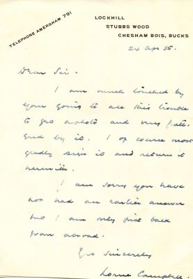 CAMPBELL LORNE: (1902-1991) British Brigadier, Victoria Cross winner for his actions at Wadi 