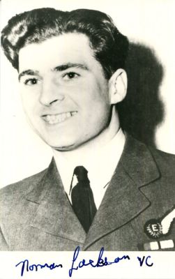 VICTORIA CROSS: Small selection of signed postcard photographs (2) and T.Ls.S. (2) by two 