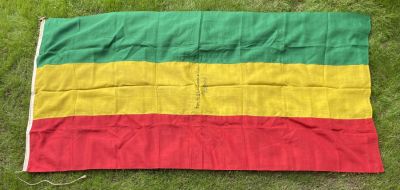 [ETHIOPIA]: A World War II date national flag of Ethiopia (measuring 108 x 53'') of green, gold 