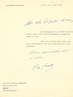 DE GAULLE CHARLES: (1890-1970) French General of World War II. Later President of the French 