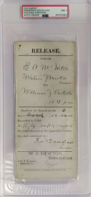 DOUGLASS FREDERICK: (c.1817/18-1895) African-American social reformer and abolitionist. D.S. 