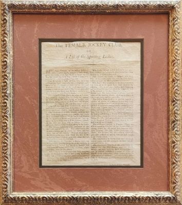 [PROSTITUTION]: A printed broadside entitled The Female Jockey Club, or A List of the Sporting 
