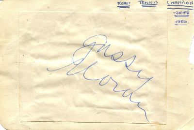 TENNIS: Gussie Moran (1923-2013) American tennis player. Blue ink signature ('Gussie Moran') on 
