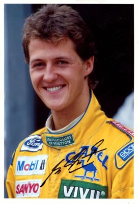 SCHUMACHER MICHAEL: (1969- ) German motor racing Driver. Formula One world champion 1994-95 