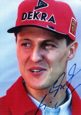 SCHUMACHER MICHAEL: (1969- ) German motor racing Driver. Seven times Formula One world champion 