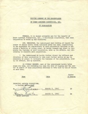 LUBITSCH ERNST: (1892-1947) German-born American film director, recipient of an Honorary 