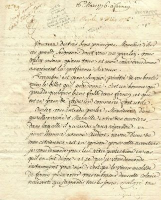 VOLTAIRE: (1694-1778) French Enlightenment Writer and Philosopher. Voltaire is a pseudonym, his 