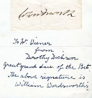 WORDSWORTH WILLIAM: (1770-1850) English Romantic Poet, Poet Laureate 1843-50. Fine ink 