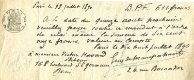 MAUPASSANT GUY DE: (1850-1893) French Writer. A good and signed twice A.L.S., `Guy de Maupassant. 