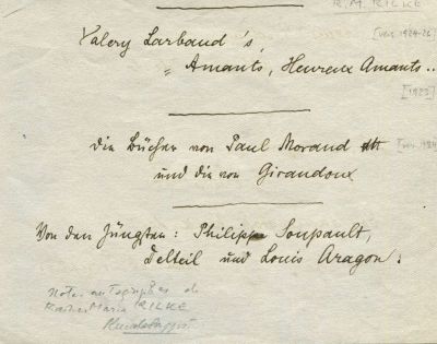 RILKE RAINER MARIA: (1875-1926) Bohemian-Austrian Novelist and Poet. Scarce Autograph 