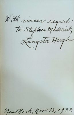 HUGHES LANGSTON: (1901-1967) American poet, a leader of the Harlem Renaissance. Book signed and 