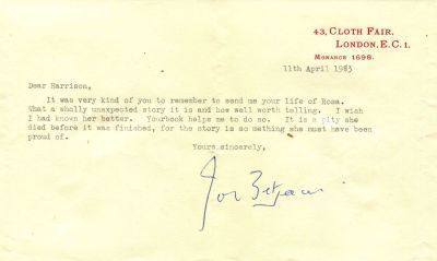 BETJEMAN JOHN: (1906-1984) English Poet Laureate 1972-84. T.L.S., John Betjeman, one page 