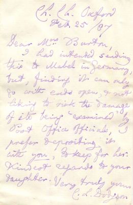 DODGSON CHARLES LUTWIDGE: (1832-1898) Lewis Carroll. English author, poet and mathematician 