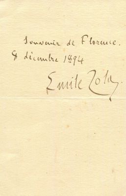ZOLA EMILE: (1840-1902) French Writer. Nominated for the first and second award of the Nobel of 