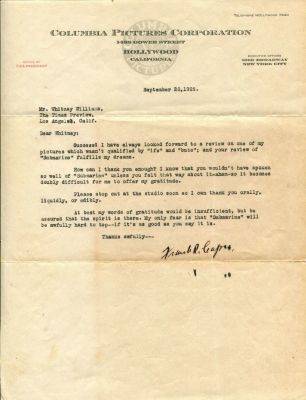 CAPRA FRANK: (1897-1991) Italian-born American film director, Academy Award winner. An early 