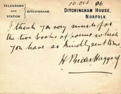 HAGGARD H. RIDER: (1856-1925)