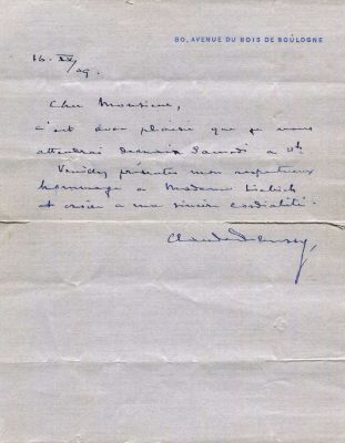 DEBUSSY CLAUDE: (1862-1918). <span style="font-size: 12.0pt; line-height: 107%; font-family: 