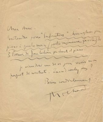 MILHAUD DARIUS: (1892-1974). <span style="font-size: 11.0pt; line-height: 107%; font-family: 