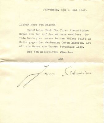 SIBELIUS JEAN: (1865-1957). <span style="font-size: 11.0pt; line-height: 107%; font-family: 