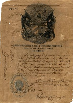 SLAVERY: CESPEDES DEL CASTILLO CARLOS MANUEL (1819-1874). <span style="font-size: 11.0pt; 