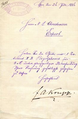 KRUPP FRIEDRICH ALFRED: (1854-1902). <span style="font-family: 'Palatino Linotype', serif; 