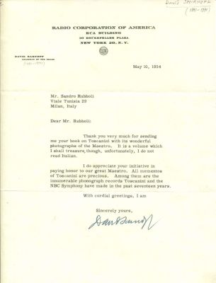 [RMS TITANIC]: SARNOFF DAVID (1891-1971)