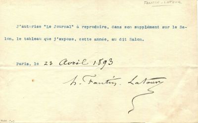 FANTIN-LATOUR HENRI: (1836-1904)