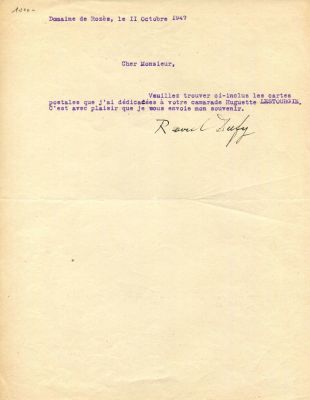 DUFY RAOUL: (1877-1953). <span style="font-size: 11.0pt; line-height: 107%; font-family: 