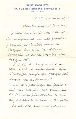 MAGRITTE RENE: (1898-1967). <span style="font-family: 'Palatino Linotype', 'serif'; 