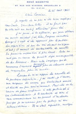 MAGRITTE RENE: (1898-1967). ‘inspiration is always possible – if not present 