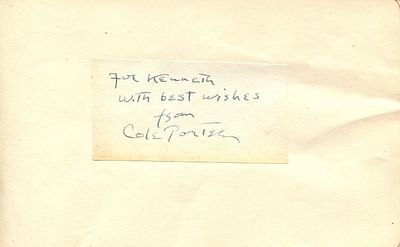 PORTER COLE: (1891-1964) American composer and songwriter. Vintage blue fountain pen ink 