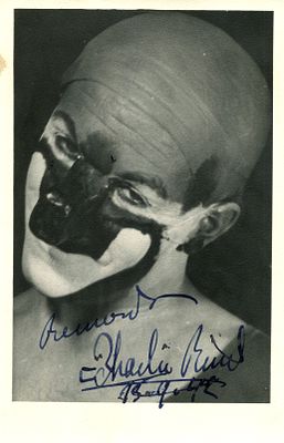 RIVEL CHARLIE: (1896-1983) Spanish circus clown. A good vintage signed postcard photograph of 