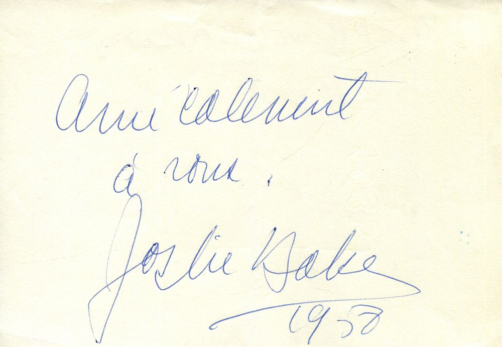 BAKER JOSEPHINE: (1906-1975) American-born French entertainer. Blue ink signature ( 