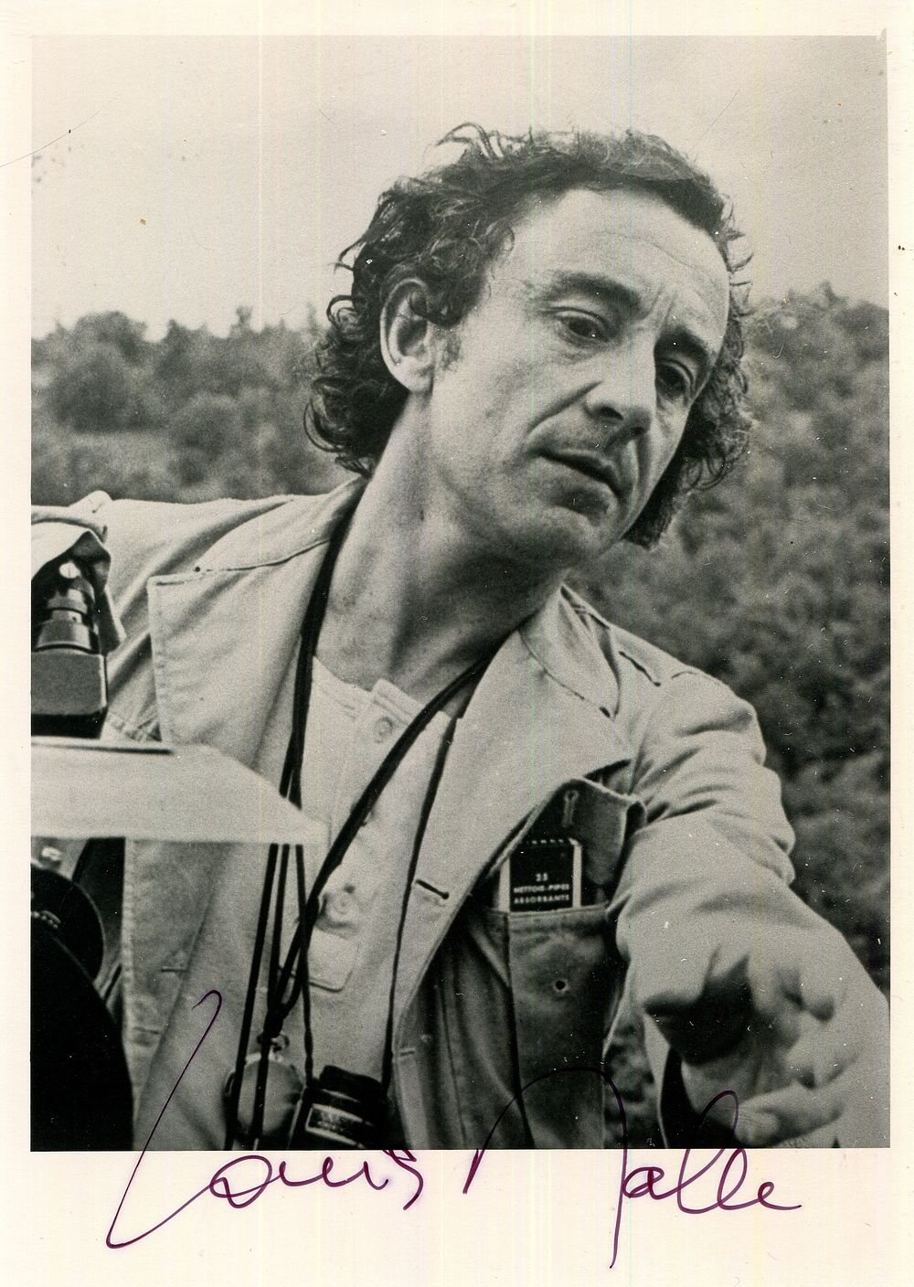MALLE LOUIS: (1932-1995) French film director. Signed 4 x 6 photograph of Malle in a head and 