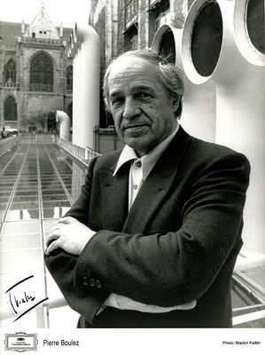 BOULEZ PIERRE: (1925-2016) French composer and conductor. Signed 7 x 9.5 photograph of Boulez 