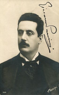 PUCCINI GIACOMO: (1858-1924) Italian Composer. Signed 3.5 x 5.5 postcard photograph (9cm x 
