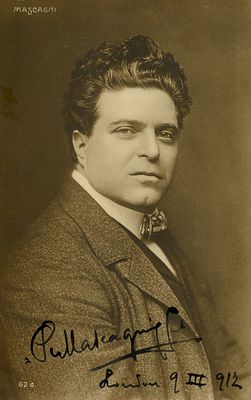 MASCAGNI PIETRO: (1863-1945) Italian Composer. Signed postcard photograph by Mascagni, the image 