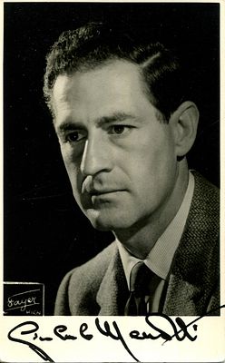 MENOTTI GIAN CARLO: (1911-2007) Italian composer and librettist. Vintage signed 3.5 x 5.5 