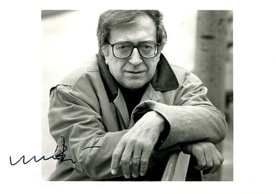BERIO LUCIANO: (1925-2003) Italian composer. Signed 7 x 5 photograph of Berio seated outdoors 