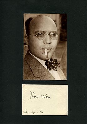 WEILL KURT: (1900-1950) German-American Composer. Weill held the ideal of writing music that 