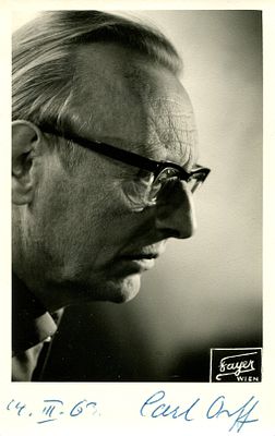 ORFF CARL: (1895-1982) German composer. Signed 3.5 x 5.5 photograph of Orff, the Fayer image 