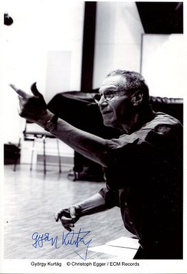KURTAG GYORGY: (1926- ) Hungarian Composer. Signed 8 x 11.5 photograph of Kurtag in a 