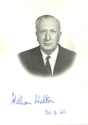 WALTON WILLIAM: (1902-1983) English composer. Vintage signed 3 x 4 photograph, the circular 