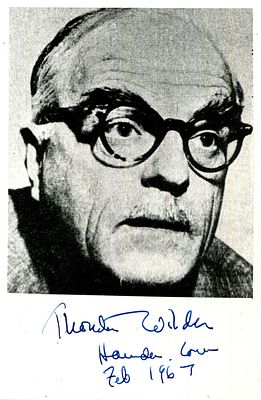 WILDER THORNTON: (1897-1975) American playwright and novelist. Signed 3.5 x 5.5 postcard 