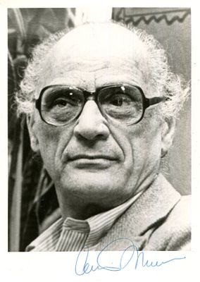 MILLER ARTHUR: (1915-2005) American playwright, Pulitzer Prize winner for Drama, 1949. Signed 4 