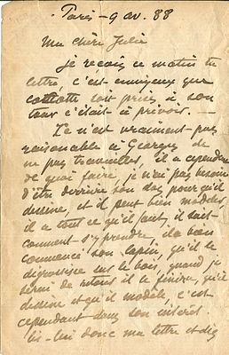 PISSARRO CAMILLE: (1830-1903) On his 16 year old son, Georges - &acute; I don't need to be breathing 